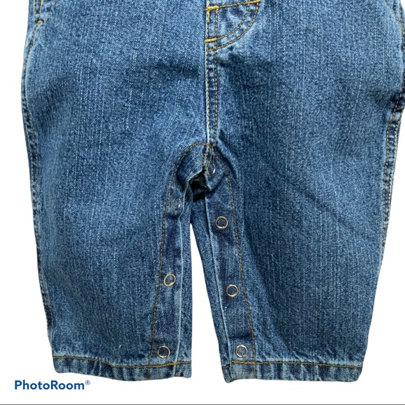 Beedz Baby Bib Overalls Denim Jean Onesie Snap Adjustable Straps Unisex 12 Mo - Picture 6 of 11